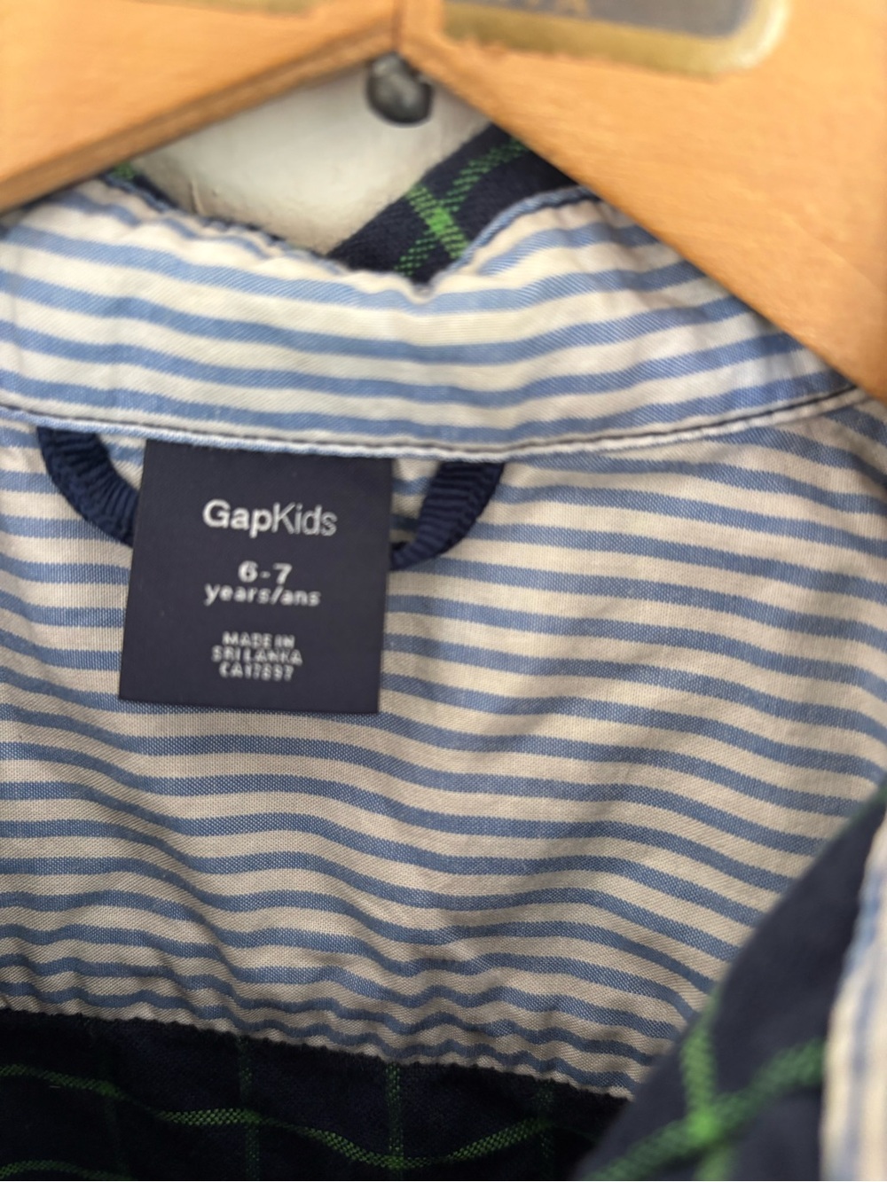 Boys Navy and Green Windowpane Button-Up Shirt - Picture 2 of 2